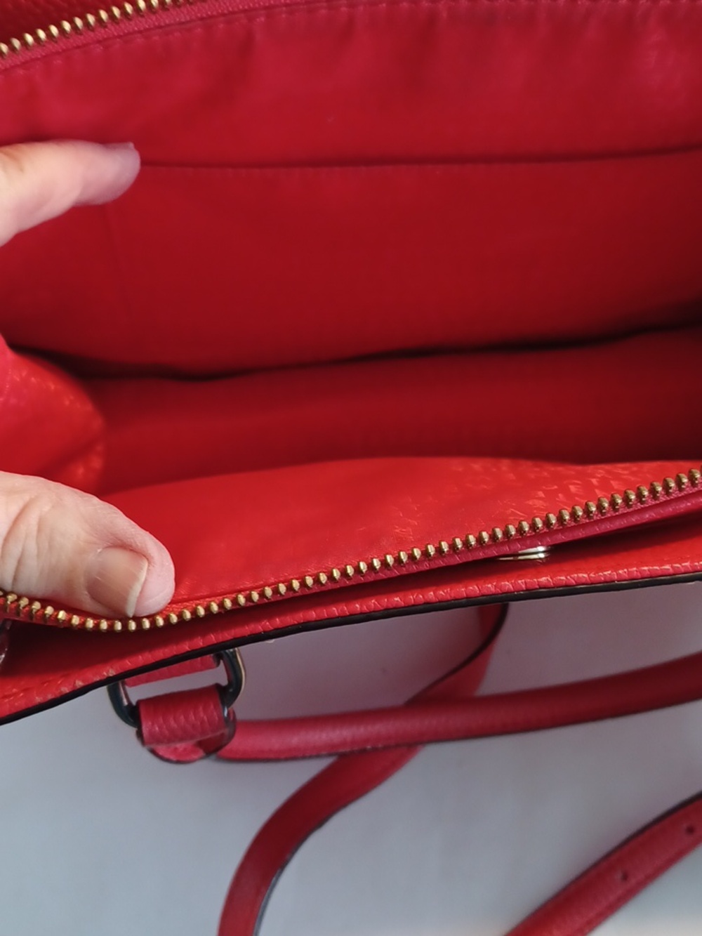 kate spade red pebbled leather satchel with top handles With Flaws As Pictured - Picture 6 of 8